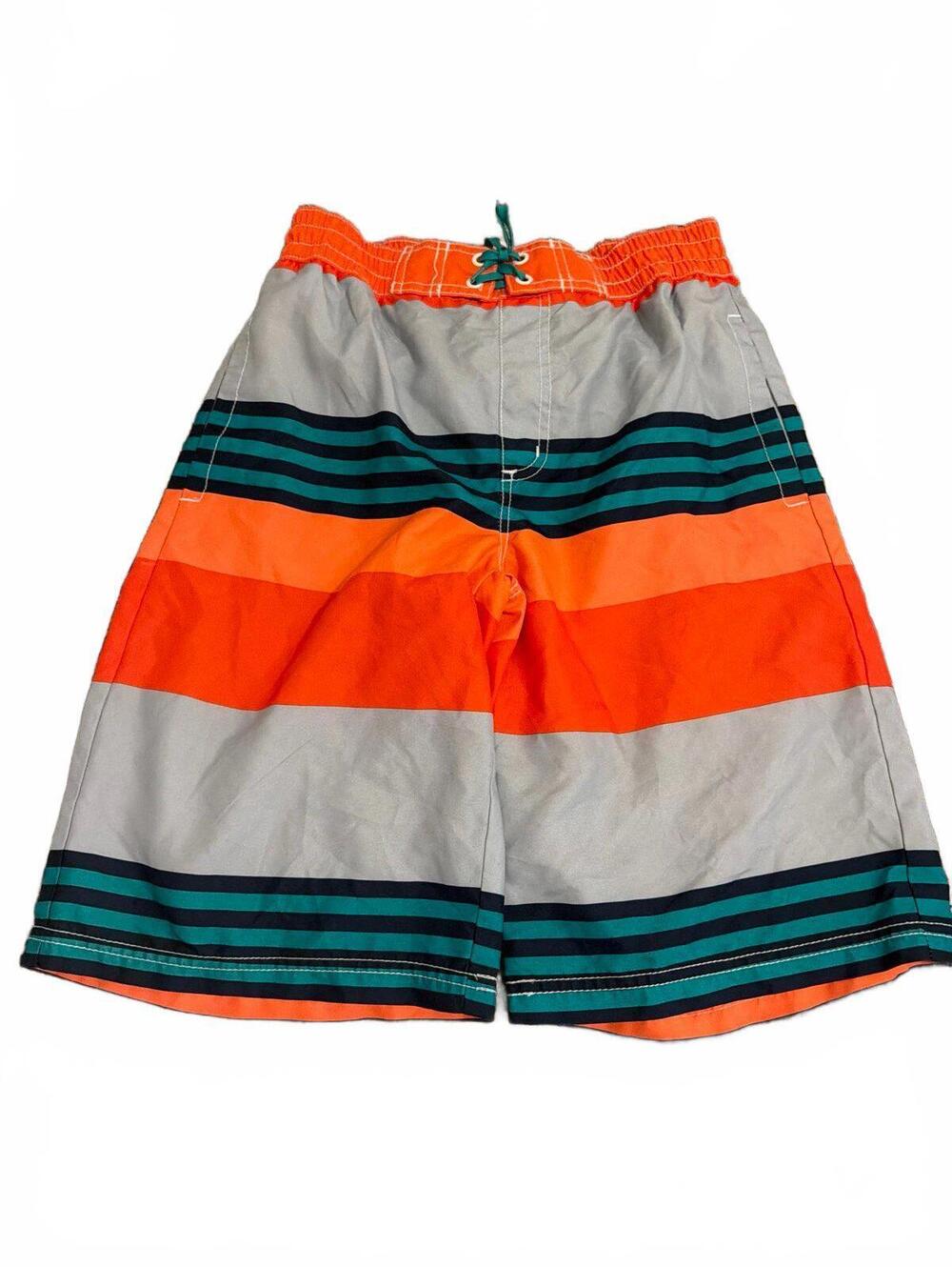 Crazy 8 Boys Orange Gray Striped Swim Trunks XL